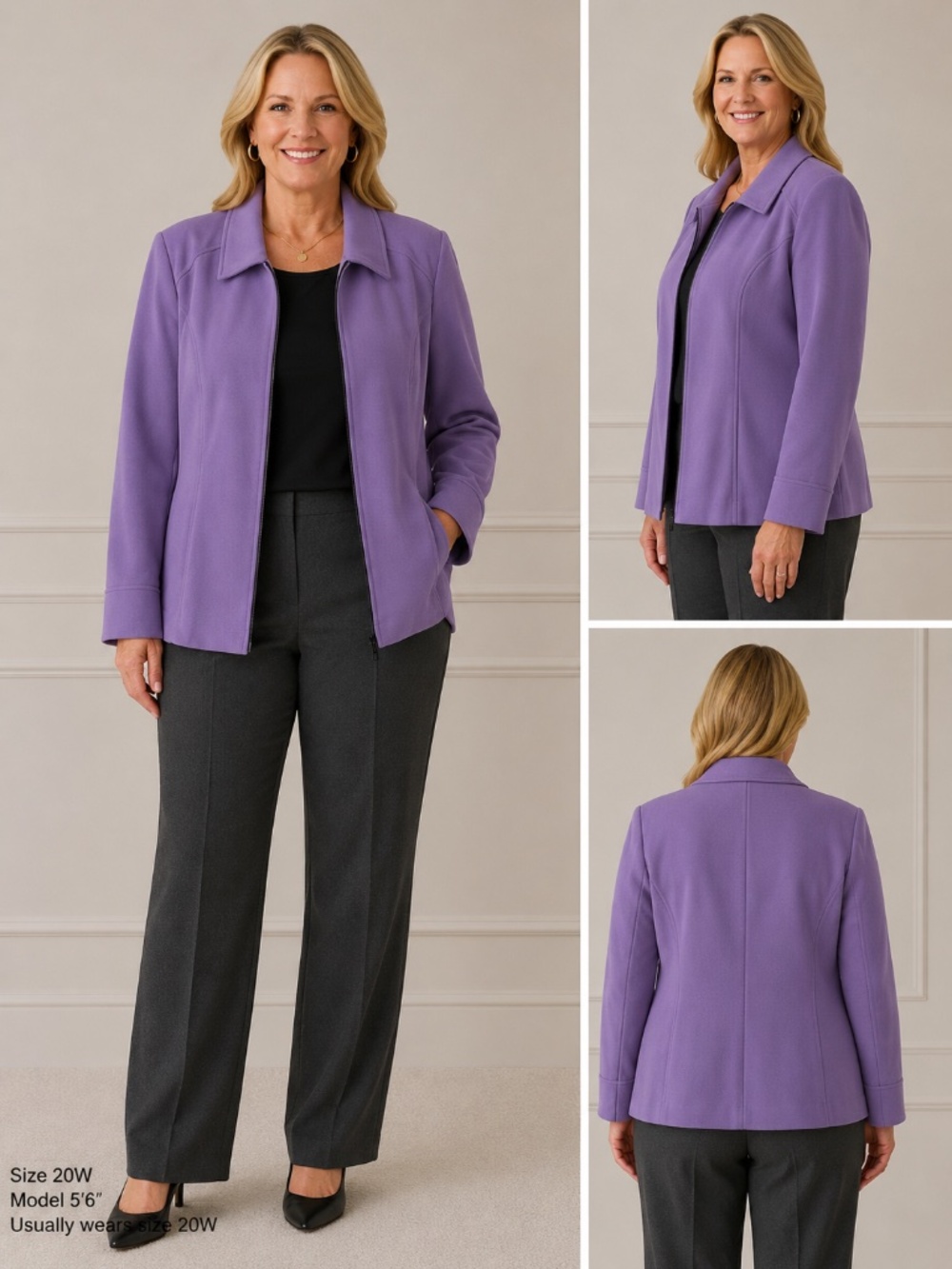 Amanda Smith Woman 20W Purple 2 Piece Pantsuit Jacket & Pants Plus Size